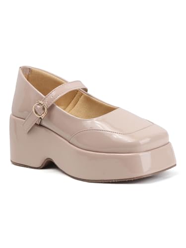 Image of SilverArrow womens Trendz Fashion Sandals|Platform Mary Jane Style Heel Sandals With Thin Strap Buckle Closure Support|Casual Wear