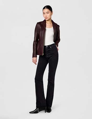 Image of Cole Haan Women's Leather Wing Collared Jacket (Standard and Plus Size)