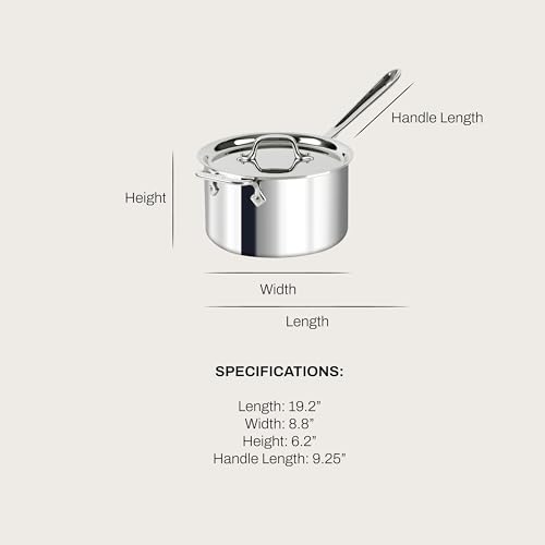 All-Clad 4204 with loop Stainless Steel Tri-Ply Bonded Dishwasher Safe Sauce Pan with Loop Helper Handle and Lid Cookware, 4-Quart, Silver