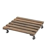 Carrito de madera para plantas con ruedas bloqueables, carrito móvil para uso en interiores y exteriores, carrito de jardín rodante para patio y cuidado de plantas (35 x 35 cm)