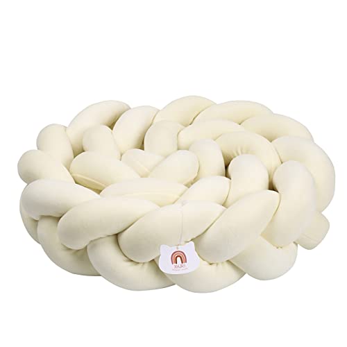 Image of XHJRI Soft Cushion Knot Pillow, Suitable for Home Decor and Furniture Decoration, Bed Gap Filling Cushion Plush for Boys Girls Gift Decoration (Beige, 124 Inches, 1 Count (Pack of 1))