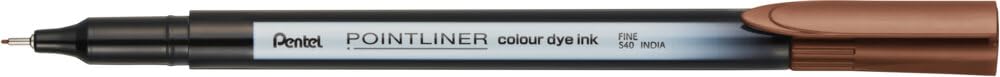 Pentel Pointliner Colour S40 Fineliner - Dye Ink, 0.4 mm, Walnut Brown (Pack of 12), 1 count (Pack of 12)