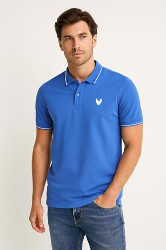 Image of Mens Pique Polo T-Shirt | Cotton Rich, Smart Fit Polo with Embroidered Logo | Casual & Sports Wear | Polo T-Shirt for Men