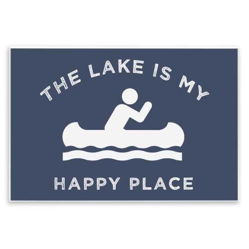 Lake's My Happy Place Row Boat, 13 x 19 Inch Mounted Print on Wall Plaque