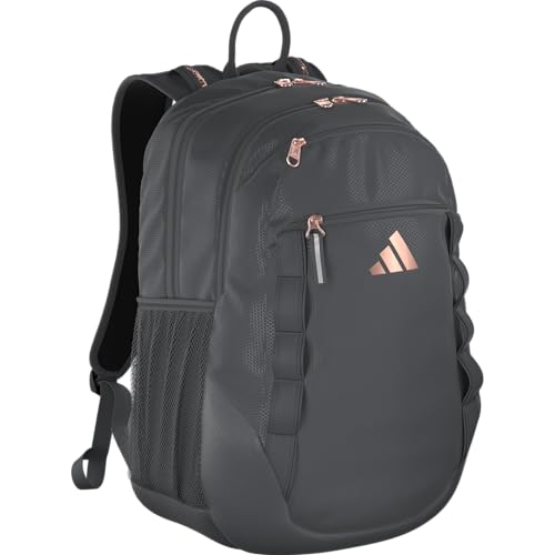 adidas Excelerator Backpack with Laptop Sleeve, Sport Bag for Men and Women, Carbon Grey/Rose Gold, One Size