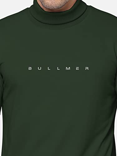 Image of BULLMER Solid Cotton Blended Full Sleeve Turtle Neck Tshirt for Men