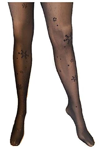 MARILYN Fashion European Pattern Pantyhose Lurex Shimmer Shine (XL, Silver Stars), X-Large