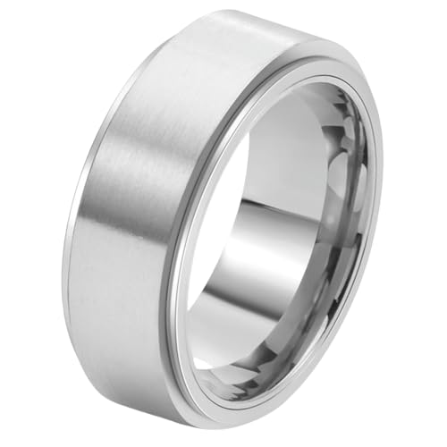 Bague acier titane anti-stress de 8mm anneau rotatif mécanique