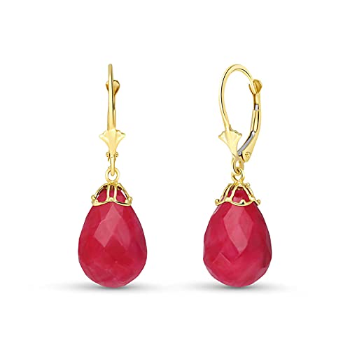 Galaxy Gold GG 14k Yellow Gold Briolette Ruby Drop Dangle Earrings
