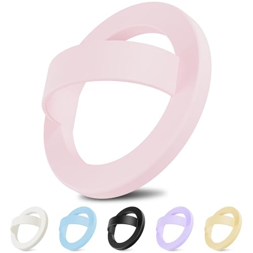 Magnetic Silicone Ring Grip Phone Holder for MagSafe 360 Rotating Finger Loop Strong Magnetic Phone Grip Soft & Lightweight Compatible with iPhone 17/16/15/14/13/12 Series Light Pink