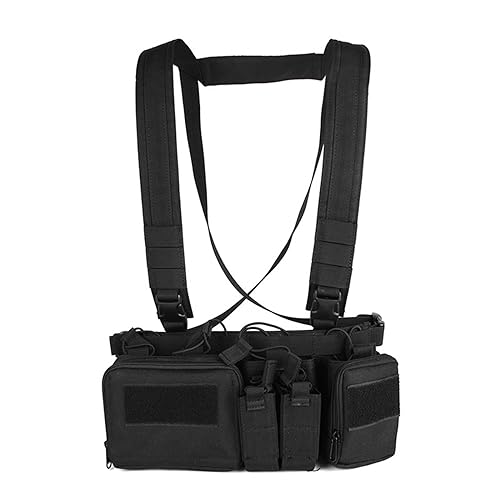 MiOYOOW Gilet Tactique d'assaut Poitrine, Molle Chest Rig à Dégagement Rapide Portable Gilet Tactique Réglable avec Multi-Poches pour Hommes Chasse...