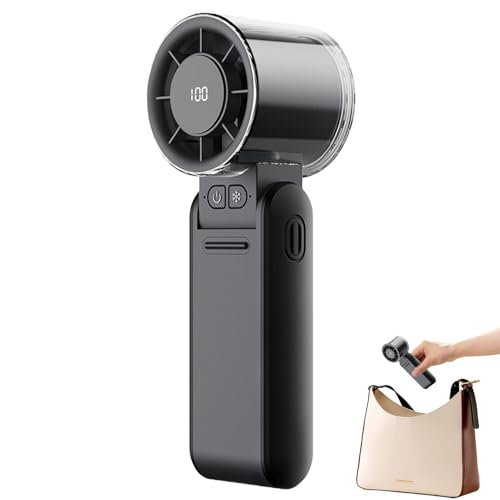 Potente ventilador turbo | Ventilador de mano plegable de 4 velocidades | Bonito dispositivo de refrigeración recargable de 4000 mAh para viajes, camping, senderismo, viajes por carretera, vacaciones