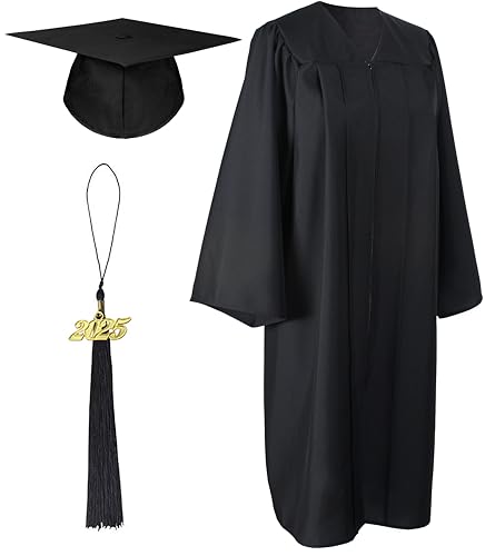 GraduationForYou Matte Graduation Gown Cap Tassel 2018,Black,45