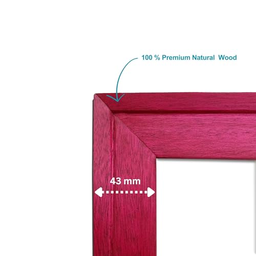 Image of Handmade Pink Wooden Photo Frame, A2 (42 x 59.4 cm) Display to Showcase Artworks, Pictures, and Photos - Perfect for Wall, Home and Office Decor, Pink Robin