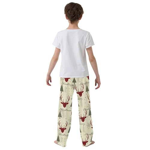 Boys' Pants Christmas Reindeer Green Dots Long Bottoms Jogger Pants Elastic Waist Trousers with Pockets S-XL3