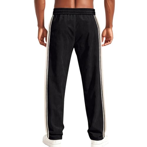 Straight Leg Vintage Corduroy Sweatpants for Men Wide Leg Casual Relaxed Fit Drawstring Elastic Waist Baggy Pants2