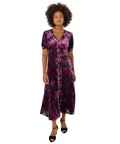 Joe Browns Women's Floral Devore Dress, Purple, 16