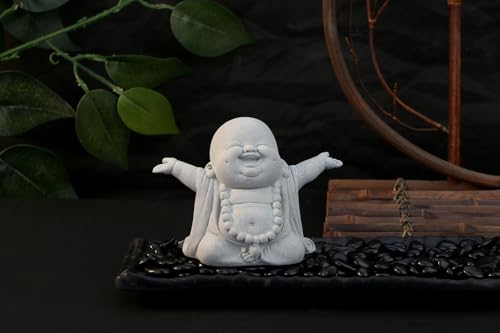 Estatua Buda Sonriente de Piedra de Arenisca para Decoración miniatura 2