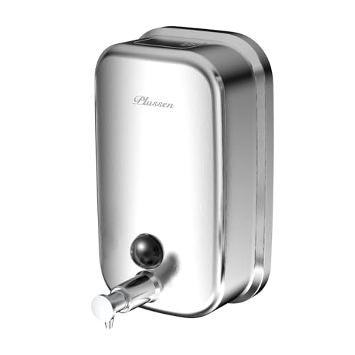 PLUSSEN Soap Dispenser Wall Mount 304 Stainless Steel Commercial Hand Soap Dispenser, Hand Sanitizer Dispenser for Bathroom,Vertical-500ml
