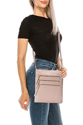 Image of Solene Crossbody Bag Functional Multi Pocket Messenger Purse Top Zip Closure Shoulder Handbag With Adjustable Strap