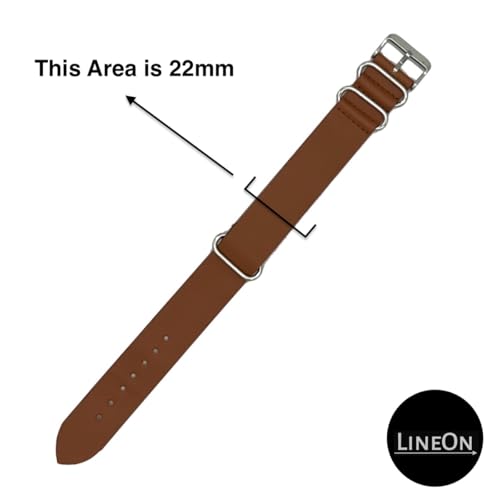 Image of Lineon 22mm Genuine Leather Vintage Style Leather NATO Watch Strap ONE WAY NATO LEATHER STRAP Compatible for Titan Fossil Casio Timex Watch (Tool & Pins Include)