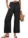 ANRABESS Womens Pants Wide Leg High Waisted Palazzo Pants Summer Flowy Beach Lounge Casual Trousers with Pockets Black Large