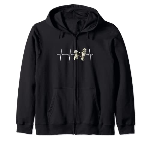Shih Tzu Heartbeat Love My Dog Zip Hoodie, Black