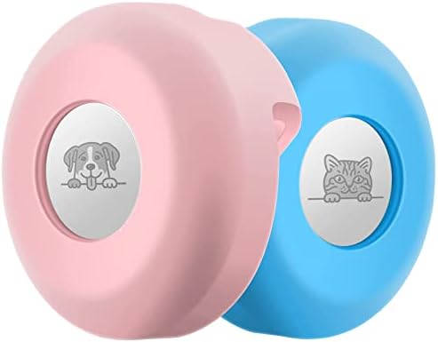 Air Tag Dog Collar, Airtag Cat Collar, Silicone Protective Case for Apple Airtag Tracking GPS Finder Lightweight Pet Accessories Anti-Lost Loop Holder for Apple Locator Tracker(Blue&Pink)