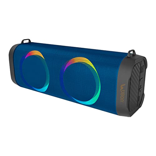 UBON Truly Wireless Speaker with TWS Function, Tashan Series SP-6600, V5.0 Bluetooth Speaker with Up to 4 Hours Playtime, Hi-Fi Music & Bass, Supports FM, USB, SD Card & RGB Lights (Blue)
