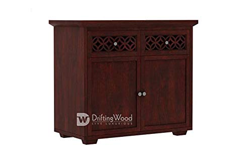 Image of DRIFTINGWOOD Solid Sheesham Wood Sideboard Tv Cabinet for Living Room | Free Standing Movable Tv Unit Side Board Table with 2 Drawer & 2 Door Cabinet Storage Furniture for Home | Mahogany Finish