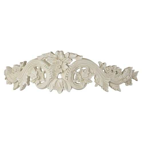 Flowering Medallion Wall Teester | Handpainted Antique Ivory Finish |