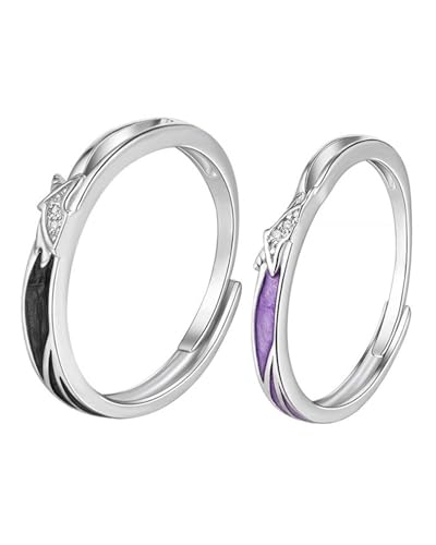 JUKOTA 2 piezas Delicados Anillos de Pareja para Amantes de la Unicornio, Anillos de Estrella de Boda Y Promesas para Azul marino, perfecto para San Valentín o aniversarios
