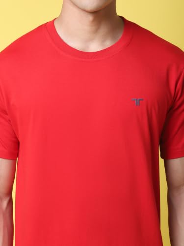 Image of Pinkmint Men's Cotton Blend T-Shirt ll Soild Round Neck T-Shirt ll Stylish Half Sleeve T-Shirt's (Pack of 1)