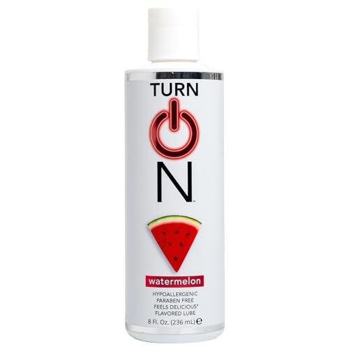 Turn On Watermelon Flavored Edible Sex Lube 8 Ounce Premium Personal Lubricant, Long Lasting Formula for Condom Safe Vegan Ph Balanced Hypoallergenic & Paraben Free Intimacy, Oral Lube for Men & Women