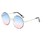 Rimless Round Sunglasses For Women Retro Flower Sunglasses Fashion Disco Sunglasses UV400...
