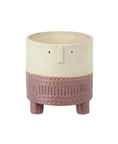 Homes on Trend - Maceta decorativa de cerámica rústica, diseño vintage, color marrón (10 x 10 cm), color marrón