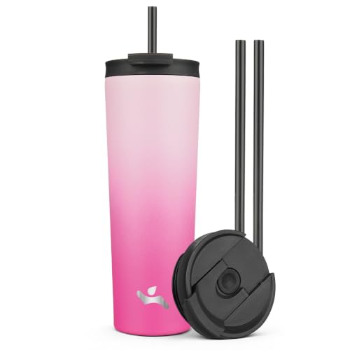 Image of Konokyo 30 oz Insulated Tumbler Water Bottle with Straw Lid, Cherry