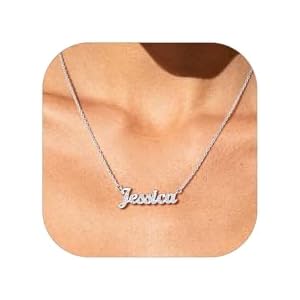 Custom4U Personalized Cuban Link Chain for Men Women, Silver/Black/Gold Plated Stainless Steel Cuban Chain Names Necklace, Customized Gift for Men(with Gift Box) C-01-Silver 18 Inches