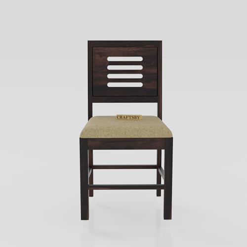 Image of Solid Sheesham Wood 3 Seater Dining Table | Three Seater Dinner Table with 2 Cushions Chairs & 1 Bench | Dinning Table Set 3 Seater for Living Room | Yellow Cushions | Walnut Finish