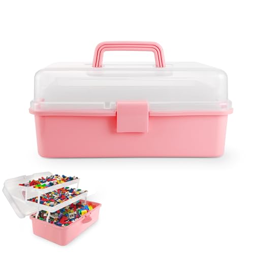 Farerkass Caja Organizadora de 3 capas, Caja Manualidades con Asa Cómoda, Caja Costura de Gran Capacidad, Caja Medicamentos Multifuncional para Almacenar Suturas, Medicamentos, Artesanías, Cosmético