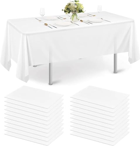 eqivei Lot de 10 nappes jetables, Blanches, pour Table à bière, Mariage, fête, Anniversaire, Tente à bière, rectangulaires, en Tissu Non tissé, 150 ×...