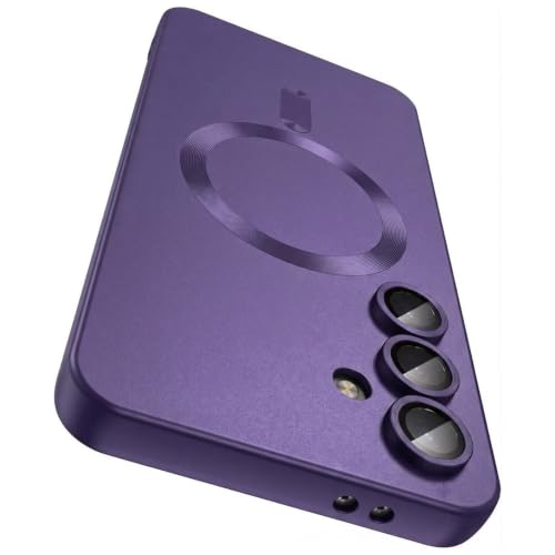 Image of DIZORO Samsung A35 Case, Compatible with Mag Safe Back Cover, Matte Luxury Metallic Luster Flexible TPU Wireless Charging Shockproof Case with Camera Protector (Metallic Silver)