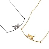 THUNGKARAT Trendy Elegant Cat Pendant Necklace Women Girls Stainless Steel Choker Fashion Animal Jewelry Kitten Pet Lover Gift Accessories
