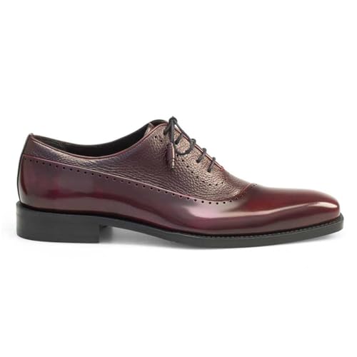 Image of Mezlan Postdam Fashion Balmoral Oxford - Men's Cordovan Calfskin & Deerskin Dress Shoe with Comfort Insole & Leather Sole - Handmade in Spain