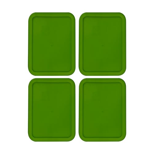 Replacement Lids fits Pyrex 6-Cup Glass Food Storage Container Bowls, (8.75 x 6.75-Inch) Plastic Rectangle Lids Covers for Pyrex 7211-PC, Airtight & Leakproof (4-Pack, Green)