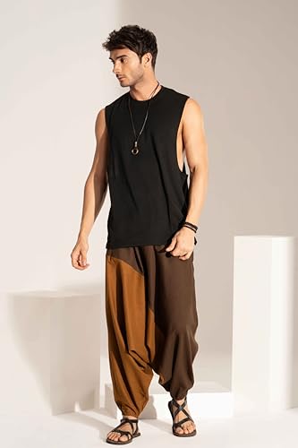 Image of The Veshti Company Stylish Harem Pants for Men's Cotton Hippie Style Baggy Oversized Yoga Pajama Pant