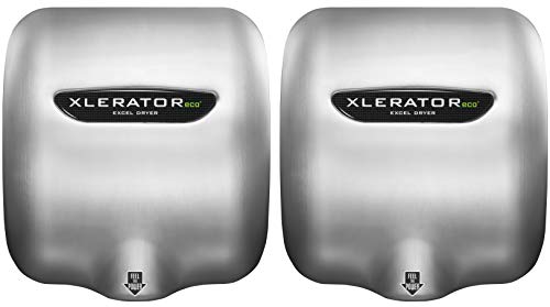XLERATOReco XL-SB-ECO 1.1N High Speed Commercial Hand Dryer, Excel Dryer, Brushed Stainless Cover, Automatic Sensor, Surface Mount, Noise Reduction Nozzle, LEED Credit, No Heat 110/120V (2 PK)