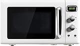 MEDIMALL 0.9Cu.ft Retro Countertop Microwave Oven, 900W Digital Microwave Ovens with 5 Micro Power Levels, LED Display, Easy Clean Interior and Child Lock, Vintage Countertop Microwave (White)