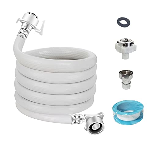 Washing Machine Inlet Hose, Burst Proof Washing Machine Water Inlet Pipe, Washer Pipe with Connectors, Water Inlet Connection Supply Line, White Long Universal...