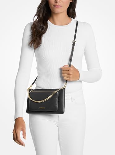 Michael Kors Jet Set Medium Pocket Convertible Crossbody Bag, Gold-Tone Hardware/Pebble Leather/Black — view 3
